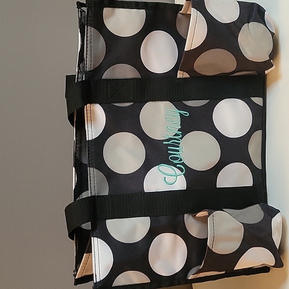 Large Thirty-one Polka Dot Tote w/ Courtney Embroidered In Blue NWOT